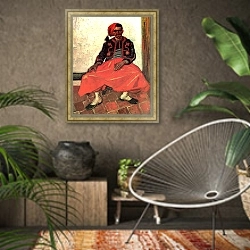 «Сидящий Зуав» в интерьере комнаты в этническом стиле
