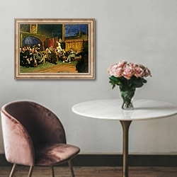 «Evening in the Studio with my Students, 1886» в интерьере в классическом стиле над креслом