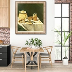 «Breakfast Still Life» в интерьере кухни с кирпичными стенами над столом