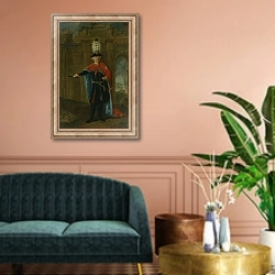 «Frederick the Great dressed in the costume of the Order of the Black Eagle» в интерьере классической гостиной над диваном