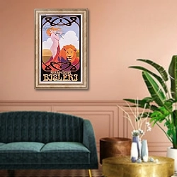 «Copy of a 1909 poster advertising Bisleri» в интерьере классической гостиной над диваном
