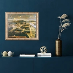 «View of the Chateau and Gardens of St. Cloud,» в интерьере в классическом стиле в синих тонах