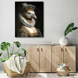 «Графиня Курицына» в интерьере современной комнаты над комодом