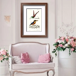 «Разные виды маленьких птиц» в интерьере гостиной в стиле прованс над диваном