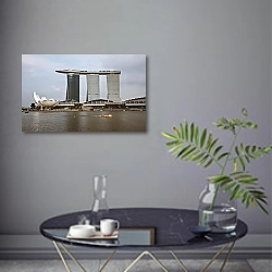 «Сингапур. Отель Marina Bay Sands 2» в интерьере современной гостиной в серых тонах