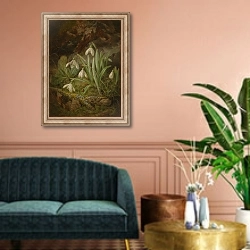 «Waldbodenstück mit Schneeglöckchen» в интерьере классической гостиной над диваном