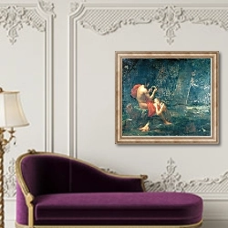 «Daphnis and Chloe, 1824-25» в интерьере в классическом стиле над банкеткой