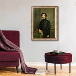 «Charles-Alexis-Henri Clerel de Tocqueville 1850» в интерьере гостиной в бордовых тонах