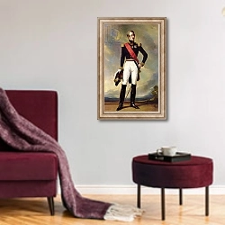 «Louis-Charles-Philippe of Orleans Duke of Nemours, 1843» в интерьере гостиной в бордовых тонах