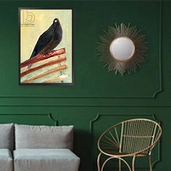 «Kingly Court Pigeon, 2013,» в интерьере классической гостиной с зеленой стеной над диваном