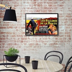 «Film Noir Poster - Plunder Road» в интерьере кухни в стиле лофт с кирпичной стеной