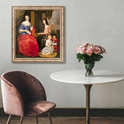 «Francoise Louise Duchess of La Valliere with her Children as Angels» в интерьере в классическом стиле над креслом