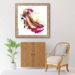 «Розовые туфли» в интерьере в классическом стиле над комодом