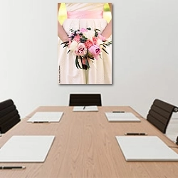 «Свадебный букет пионов» в интерьере офиса над переговорным столом