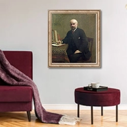 «Adolphe Jullien 1887» в интерьере гостиной в бордовых тонах