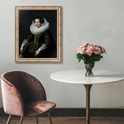 «Portrait of Catharina van Voorst, 1628» в интерьере в классическом стиле над креслом