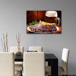 «Мясо на гриле и пиво» в интерьере современной кухни над столом