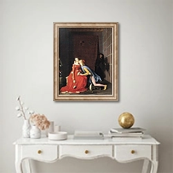«Francesca da Rimini and Paolo Malatesta, 1819» в интерьере в классическом стиле над столом