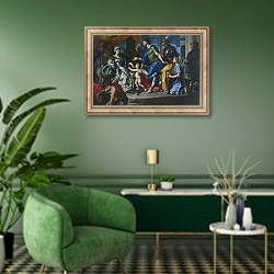 «Дидо принимает Энея и Купидона, притворившегося Асканием» в интерьере гостиной в зеленых тонах