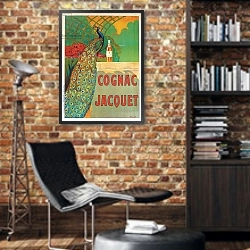 «Cognac Jacquet» в интерьере кабинета в стиле лофт с кирпичными стенами