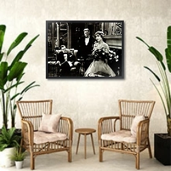 «Pickford, Mary (Coquette) 2» в интерьере комнаты в стиле ретро с плетеными креслами