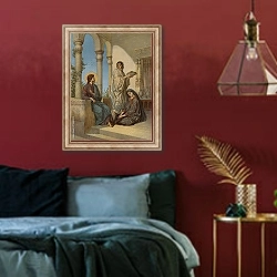 «Иисус и две сестры» в интерьере спальни с акцентной стеной