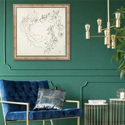 «Intérieur du saladier [capucines].» в интерьере в классическом стиле с зеленой стеной