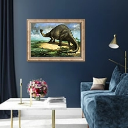«Apatosaurus» в интерьере в классическом стиле в синих тонах