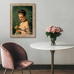 «La ragazza col nido» в интерьере в классическом стиле над креслом