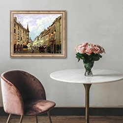 «The Arcades, Grand Rue, Colmar, 1876» в интерьере в классическом стиле над креслом