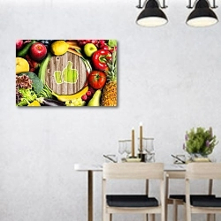 «Польза фруктов и овощей» в интерьере современной столовой над обеденным столом