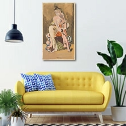 «Widow» в интерьере современной гостиной с желтым диваном