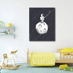 «Селфи на луне» в интерьере детской комнаты для мальчика с игрушками