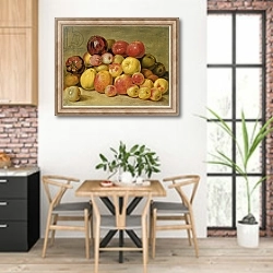 «Pieces of Fruit» в интерьере кухни с кирпичными стенами над столом