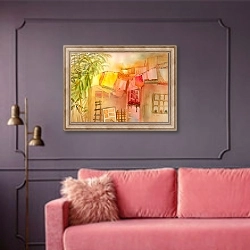«Summer Breeze» в интерьере гостиной с розовым диваном