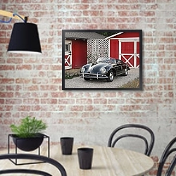 «Porsche 356A 1600 De Luxe Speedster» в интерьере кухни в стиле лофт с кирпичной стеной