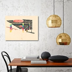 «Studies of New York Coliseum, Columbus Circle, Convention Center.] [Color study perspective» в интерьере кухни в стиле минимализм над столом