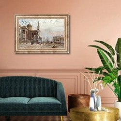 «The National Gallery» в интерьере классической гостиной над диваном