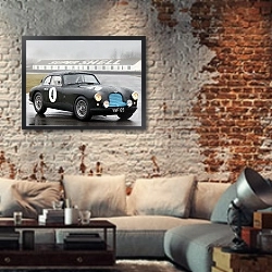 «Aston Martin DB2 ''Team Car'' '1950–51» в интерьере гостиной в стиле лофт с кирпичной стеной