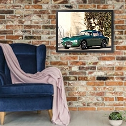 «Fiat 8V Berlinetta '1955 дизайн Zagato» в интерьере в стиле лофт с кирпичной стеной и синим креслом