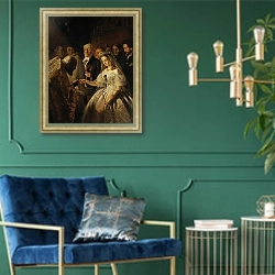 «Неравный брак, 1862» в интерьере в классическом стиле с зеленой стеной