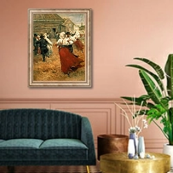 «Country Festival, 1890s» в интерьере классической гостиной над диваном