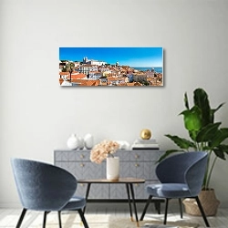 «Португалия, Лиссабон. Панорама с видом на море» в интерьере современной гостиной над комодом