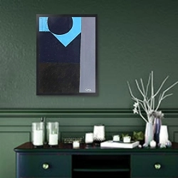 «Upwards to Blue, 1999» в интерьере гостиной в зеленых тонах