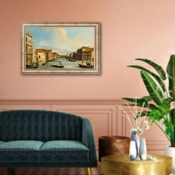 «Venice, the Grand Canal from Palazzo Balbi to the Rialto Bridge» в интерьере классической гостиной над диваном