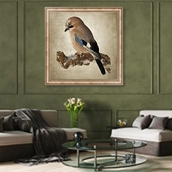 «Серая птичка» в интерьере гостиной в оливковых тонах