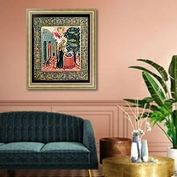 «Annunciation at the Fountain» в интерьере классической гостиной над диваном