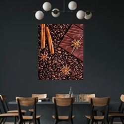 «кофе, шоколад, корица и анис» в интерьере столовой с черными стенами