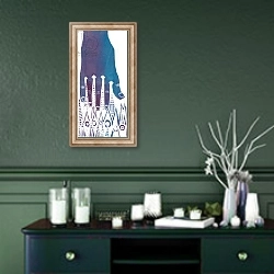 «Hand, 2012, linocut» в интерьере прихожей в зеленых тонах над комодом