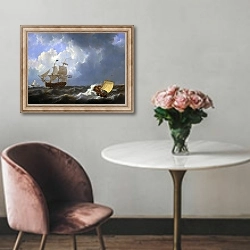 «Ships on a rough sea» в интерьере в классическом стиле над креслом